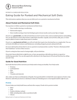 Eating Guide for Puréed and Mechanical Soft Diets