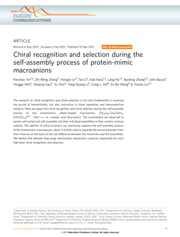 Chiral Recognition and Selection During the Self-Assembly Process of Protein-Mimic Macroanions