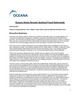 Oceana Study Reveals Seafood Fraud Nationwide