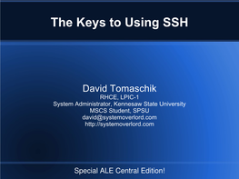 The Keys to Using SSH