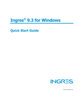 Ingres 9.3 for Windows Quick Start Guide