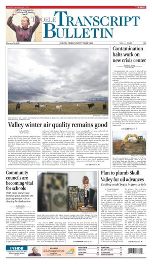 Valley Winter Air Quality Remains Good Sagers Said