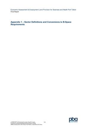 Appendix 1 – Sector Definitions and Conversions to B-Space Requirements