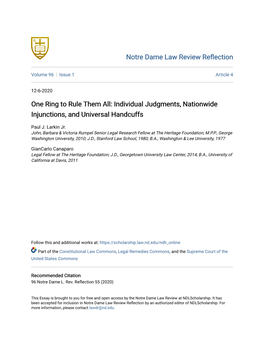 Individual Judgments, Nationwide Injunctions, and Universal Handcuffs