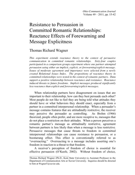 Reactance Effects of Forewarning and Message Explicitness