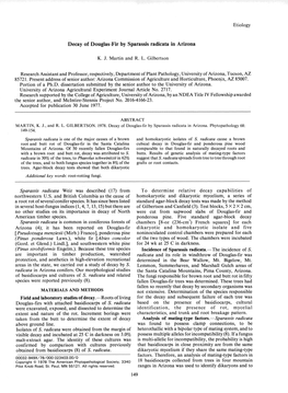 Etiology Decay of Douglas-Fir by Sparassis Radicata in Arizona K. J