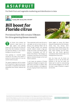 Bill Boost for Florida Citrus