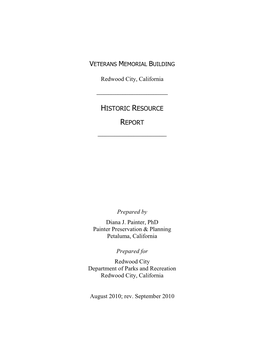 Redwood City, California HISTORIC RESOURCE REPORT Prepared By