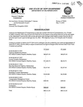 THE STATE of NEW HAMPSHIRE DEPARTMENT of TRANSPORTATION ! De11artmen1 Uftram111ortalioii