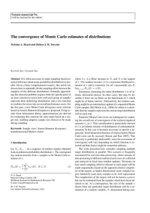 The Convergence of Monte Carlo Estimates of Distributions