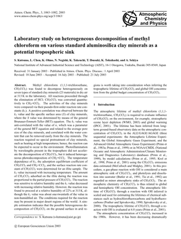 Articles Were Less Than 1 Mm in Diam- Niﬁcant Sink, the Global OH Concentration Deduced Would Be Eter