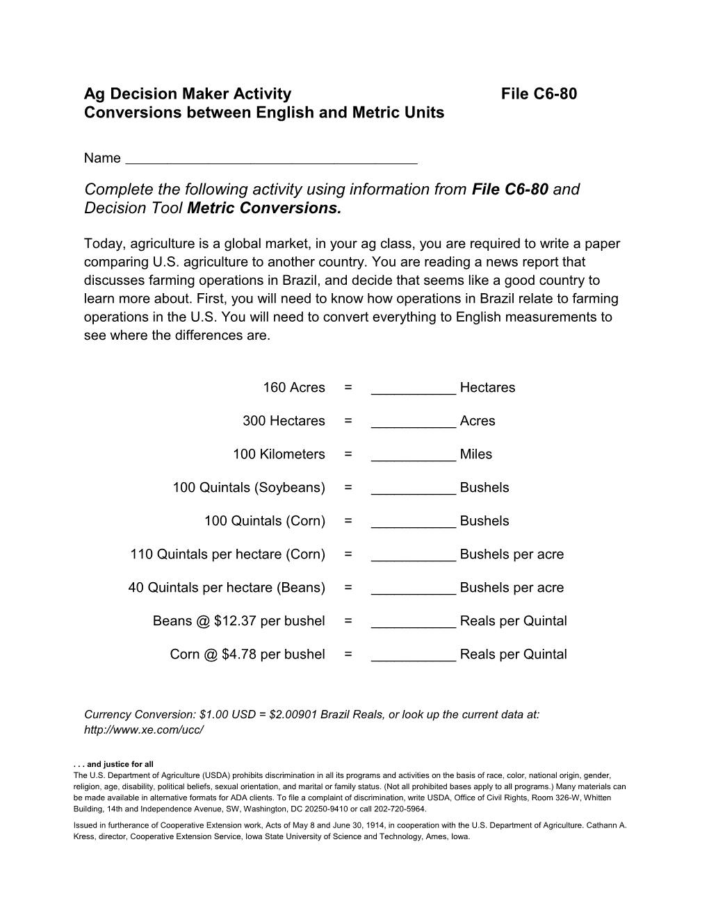 Conversions Between English and Metric Units (C6-80)