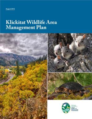Klickitat Wildlife Area Management Plan Acknowledgements