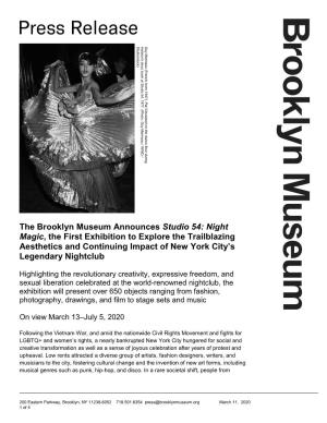 The Brooklyn Museum Announces Studio 54: Night Magic, the First