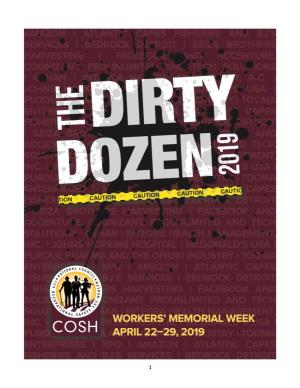 2019 DIRTY DOZEN National COSH Solicited Information from Our Network of Health and Safety Activists About Companies That Put Workers and Communities at Risk