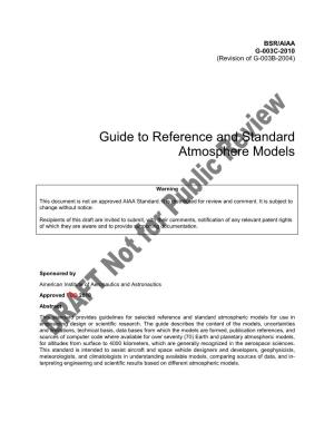 AIAA G-003 Guide to Reference and Standard Atmosphere Models