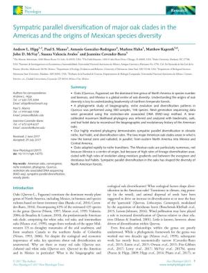Sympatric Parallel Diversification of Major Oak Clades in the Americas