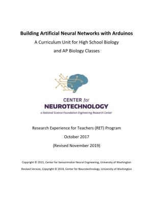 Building Artificial Neural Networks with Arduinos a Curriculum Unit for High School Biology and AP Biology Classes
