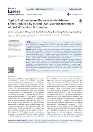 Topical Halometasone Reduces Acute Adverse Effects Induced by Pulsed Dye Laser for Treatment of Port Wine Stain Birthmarks