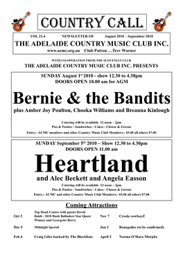 VOL 21.4 NEWSLETTER of August 2010 – September 2010 the ADELAIDE COUNTRY MUSIC CLUB INC