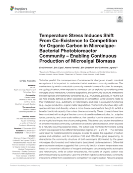 Temperature Stress Induces Shift from Co-Existence to Competition
