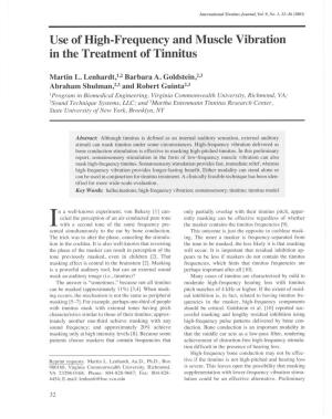 Use of High-Frequency and Muscle Vibration in the Treatment of Tinnitus