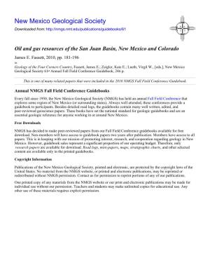Oil and Gas Resources of the San Juan Basin, New Mexico and Colorado James E