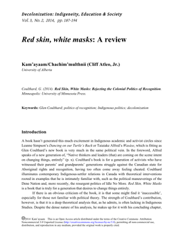Red Skin, White Masks: a Review