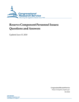 Reserve Component Personnel Issues: Questions and Answers
