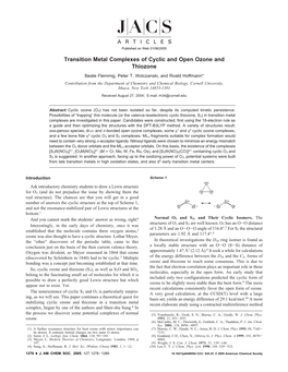 Transition Metal Complexes of Cyclic and Open Ozone and Thiozone Beate Flemmig, Peter T