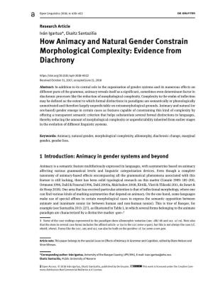 How Animacy and Natural Gender Constrain Morphological Complexity: Evidence from Diachrony