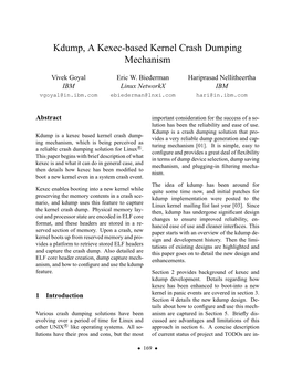 Kdump, a Kexec-Based Kernel Crash Dumping Mechanism