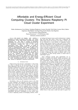 The Bolzano Raspberry Pi Cloud Cluster Experiment