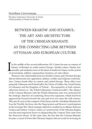 The Art and Architecture of the Crimean Khanate As the Connecting Link Between Ottoman and European Culture