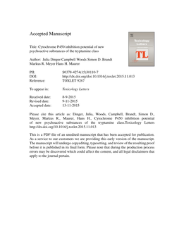 Cytochrome P450 Inhibition Potential of New Psychoactive Substances of the Tryptamine Class