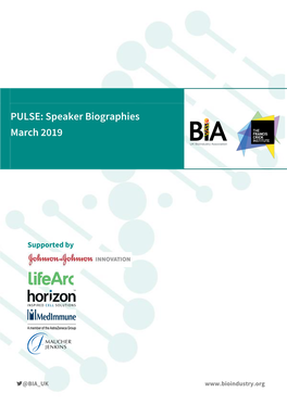 PULSE: Speaker Biographies March 2019