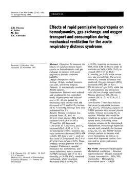 Effects of Rapid Permissive Hypercapnia on P