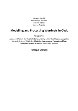 Modelling and Processing Wordnets in OWL