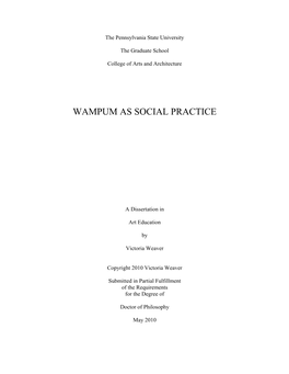 Wampum As Social Practice