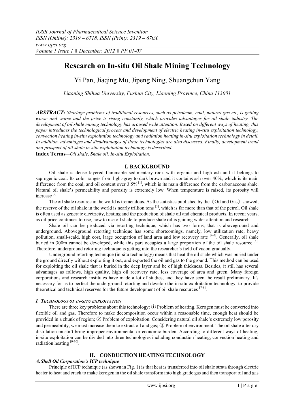 Research on In-Situ Oil Shale Mining Technology