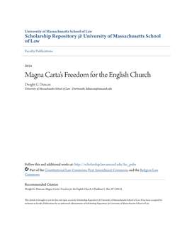 Magna Carta's Freedom for the English Church