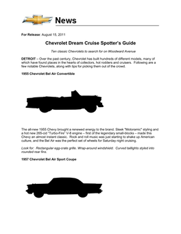 Chevrolet Dream Cruise Spotter's Guide