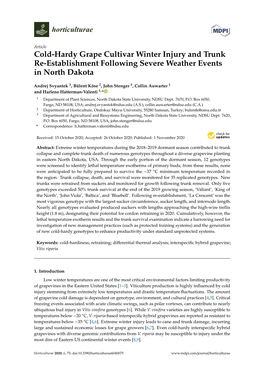 Cold-Hardy Grape Cultivar Winter Injury and Trunk Re-Establishment Following Severe Weather Events in North Dakota