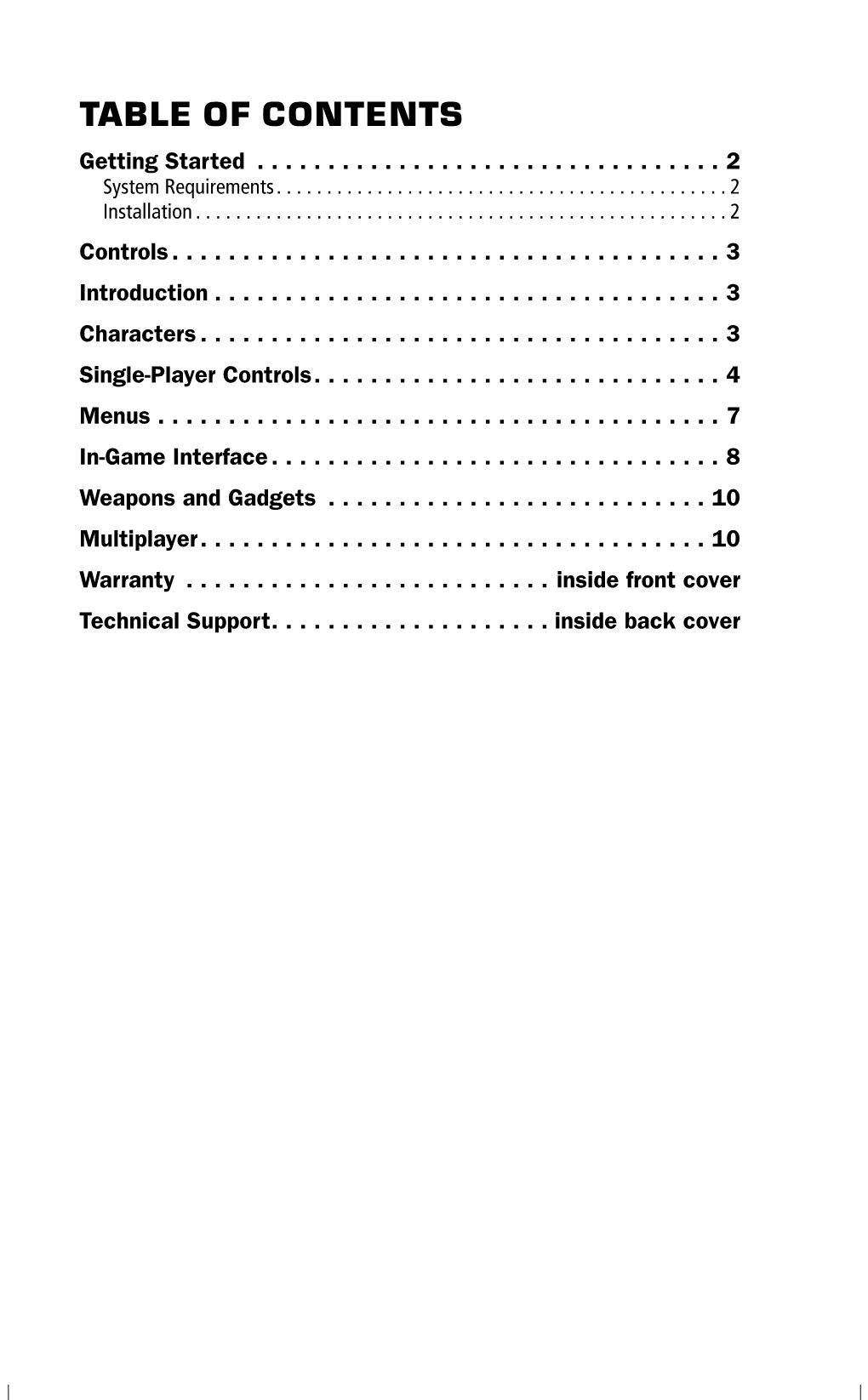 TABLE of CONTENTS Getting Started