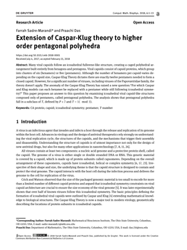 Extension of Caspar-Klug Theory to Higher Order Pentagonal Polyhedra Received July 4, 2017; Accepted February 15, 2018