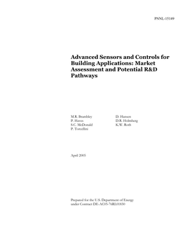 Advanced Sensors and Controls for Building Applications: Market Assessment and Potential R&D Pathways
