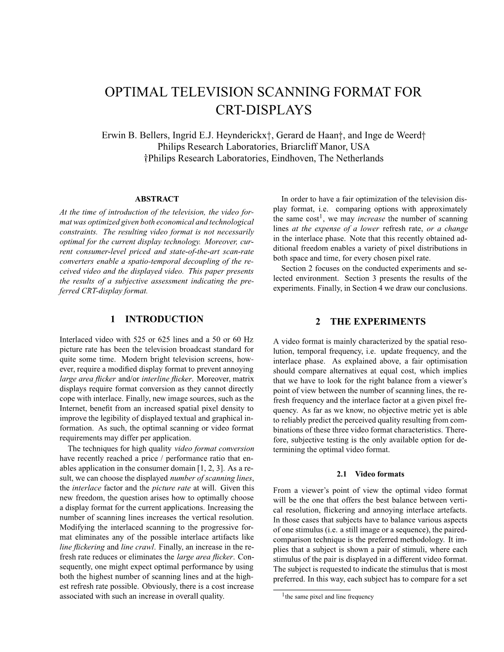 Optimal Television Scanning Format For