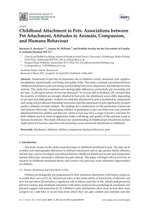 Associations Between Pet Attachment, Attitudes to Animals, Compassion, and Humane Behaviour