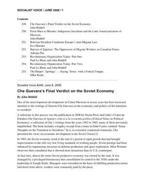 Che Guevara's Final Verdict on the Soviet Economy