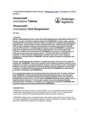 Viramune® (Nevirapine) Tablets Viramune® (Nevirapine) Oral Suspension